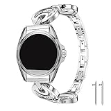 For Michael Kors Access Bradshaw Bands, Lamshaw Bling Stainless Steel Replacement Adjustable Metal Band with Rhinestones Diamond Bracelet for MK Access Touchscreen Bradshaw Smartwatch (Diamond-Silver)
