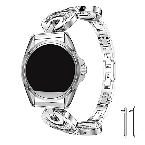 For Michael Kors Access Bradshaw Bands, Lamshaw Bling Stainless Steel Replacement Adjustable Metal Band with Rhinestones Diamond Bracelet for MK Access Touchscreen Bradshaw Smartwatch (Diamond-Silver)