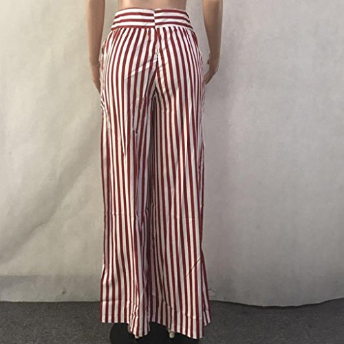 Pervobs Women Pants, Clearance! Women Casual Striped High Waist Harem Pants Loose Bandage Elastic Waist Pants (L, Wine) - Thumbnail 3