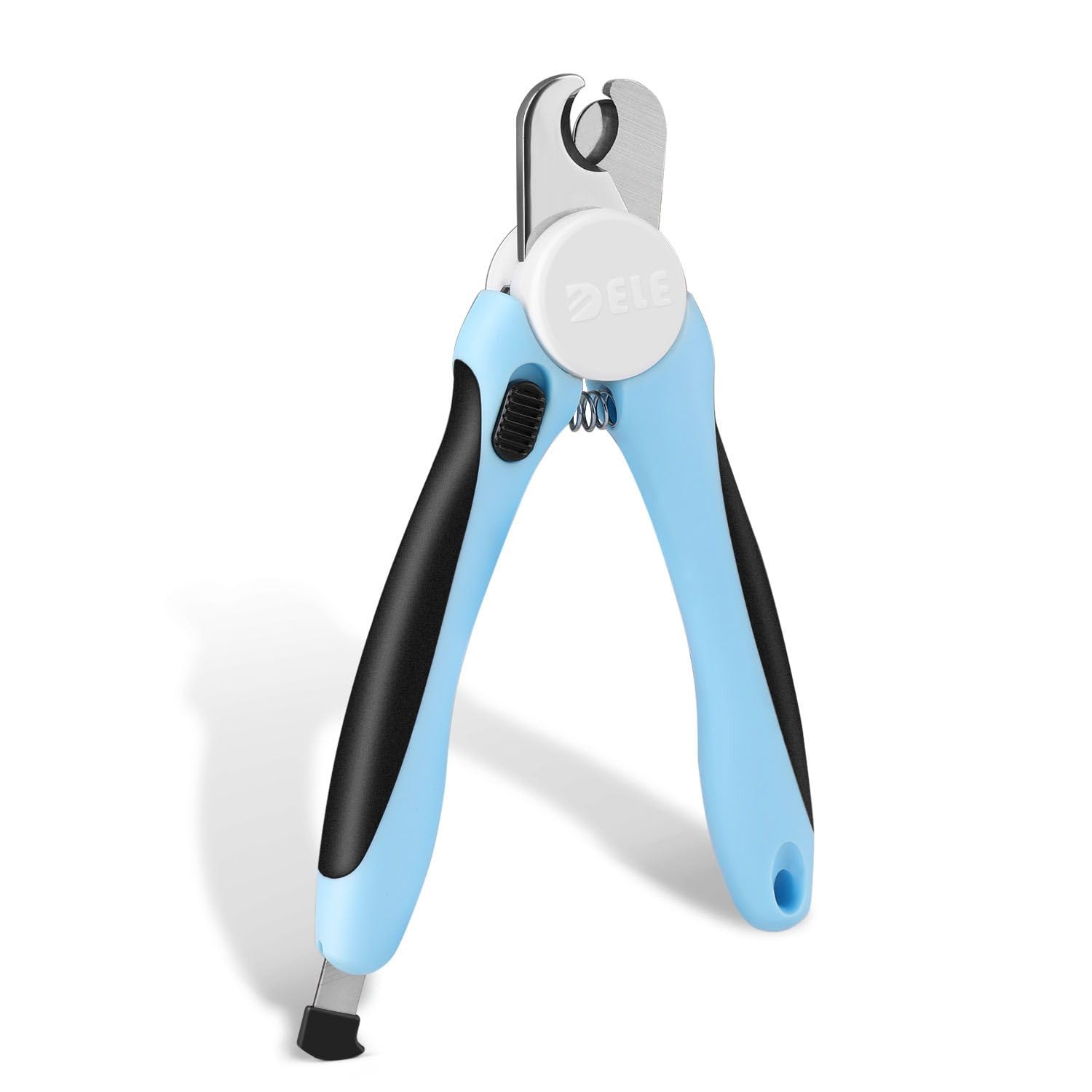 Flexzion Pet Nail Clippers for Dogs & Cats - Stainless Steel Blade Cat Nail Trimmer with Stored Nail File, Safety Guard, Easy Grip Handle - Dog Nail Clippers for Large Dogs, Medium Small Breeds, Blue