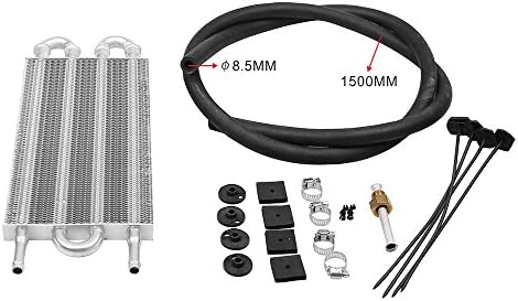 Hylotele Aluminum Remote Transmission Oil Cooler Engine Oil Cooling Radiator System Kit Car AC Condenser Air Conditioning Radiator Converter Accessories