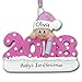 Personalized 2021 Baby's First Christmas Tree Ornament 1st Keepsake Gift - Pink Baby Girl with Santa Stocking Cap Hat and Bottle - Your Choice of Name
