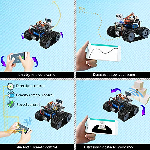 Keywish Panther-Tank Robot for Arduino UNO Project Smart Car Kit with Tutorial,Uno R3 Board,Line Tracking Module, Ultrasonic Sensor,Bluetooth Module,Great Educational Stem Toys for Boys and Girls - Thumbnail 2
