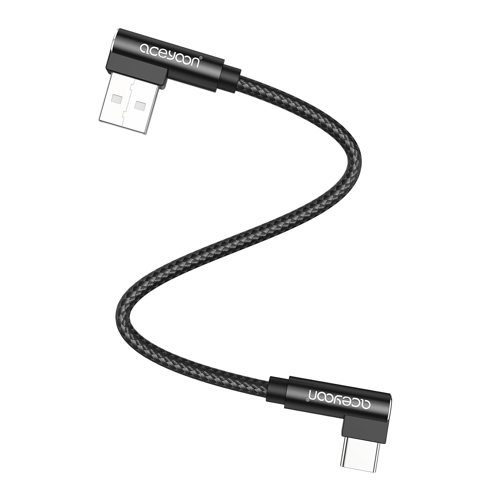 Photo 1 of aceyoon Short 90 Degree USB C Cable,Right Angle USB A to USB C Cord,Fast Charging Mini USB C 0.6ft Nylon Braided Cable for Samsung Galaxy S25 S24 S23 S22 S21,for Huawei,for Google Pixel and More