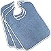 Nobles Terry Adult Bibs (3-Pack, Blue, 18 x 30 Inches) With Velcro Closure Made From 100% Cotton - Absorbent Clothing Protector - Reusable - Machine Washable Patient Bibs