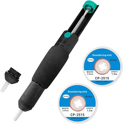 Kjzeex Desoldering Pump Solder Wick Remover Tool Kit 3-in-1 Sucker Braid