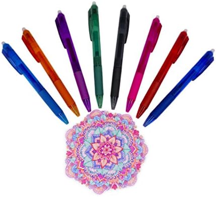 Erasable Pen - Pack of 8 Friction Erasable Gel Ink Colored Pens - 8 Colorful Fine Point Pens with 0.7mm Points - Best for Smooth Writing, Drawing and Easy Correction - By Hieno Supplies