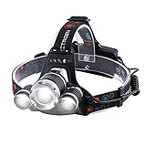 Victagen Waterproof 5000Lm LED Headlamp,Hands Free Zoomable Bicycle Headlight&Bike Flashlight Torch, Match 2 Rechargeable Batteries,USB Cable,Applies To Wall Charger And Car Charger For Outdoor Sports