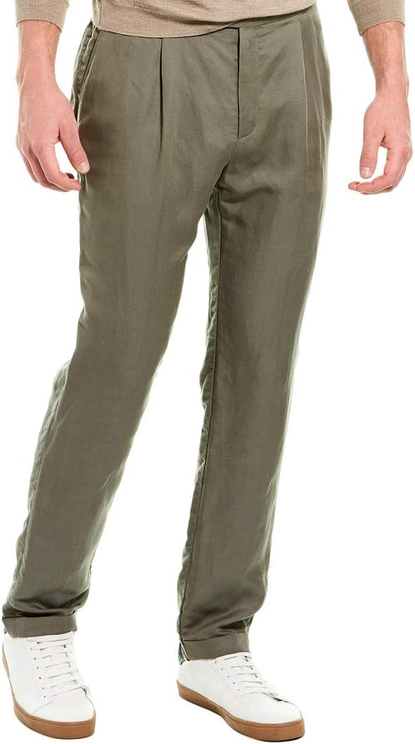 Checker Linen-Blend Poplin Pant