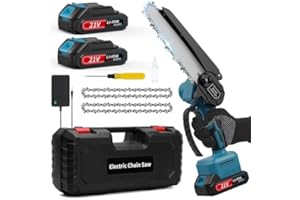 TREXEEN Mini Chainsaw, 6-Inch Electric Chainsaw Cordless, Brushless Portable Handheld Small Chain Saw with 2 Batteries, for Wood Cutting/TreeTrimming/Courtyard