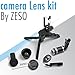 Camera Lens Kit by Zeso | Professional Telephoto, Macro & Wide Angle Lenses | Multi-use tripod And Selfie Remote Control | For iPhone, Samsung Galaxy, iPads, Tablets | Hard Case & Universal Phone Clip