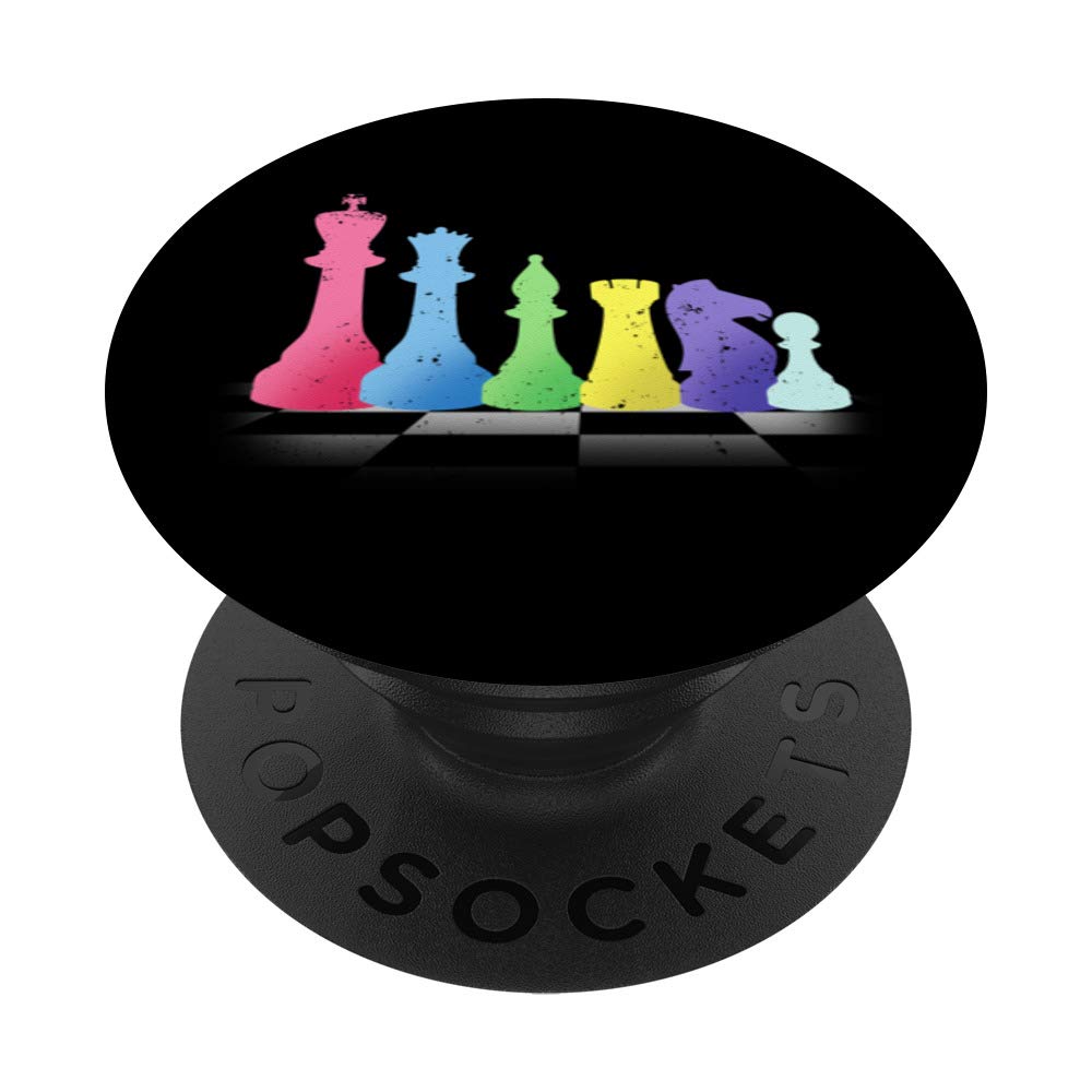 Vintage Retro Chess Pieces 70s & 80s Chess Board Game Lovers PopSockets Swappable PopGrip
