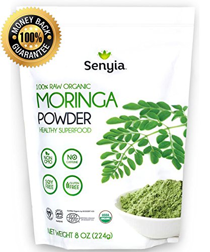 Organic Moringa Powder Green Superfood - 100% Pure Moringa Oleifera Leaf Powder - Vegetarian Protein Raw Whole Food Supplement Antioxidant - Energy, Metabolism, Immunity, Detox and Weight Loss Support