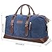 PRASACCO Duffel Bag 45L Canvas Weekender Bag Unisex Gym Bag Carry on Travel Tote for Women Men - Blue