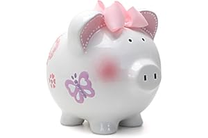 Child to Cherish Ceramic Piggy Bank for Girls, Butterfly