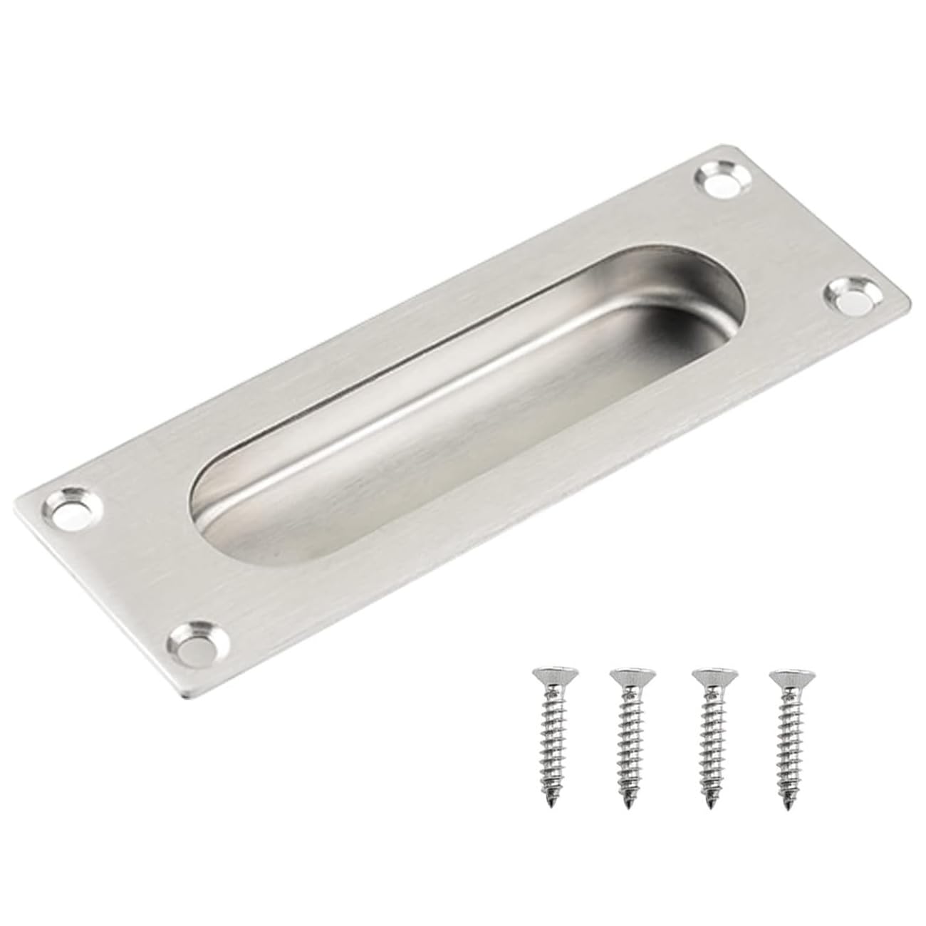 MiJunHD Recessed Flush Door Handles Stainless Steel Cabinet & Furniture Door Pulls Silver 120 * 40mm Rectangle Handles/Pulls for Interior & Closet Doors — image 1