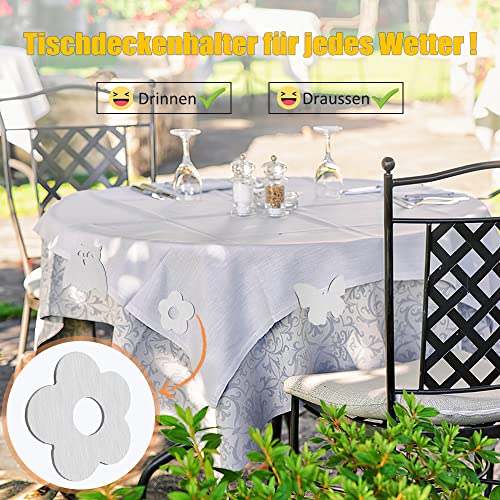 Aongray Pack of 8 Magnetic Tablecloth Weights, Extra Heavy Flower Magnetic Tablecloth Holder, Stainless Steel Table Cloth Clip for Outdoor Table Cloth Curtains (Each Approx. 57 g)