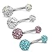 ORAZIO 14G 316L Stainless Steel Belly Button Ring,4Pcs Belly Button Rings Internally Threaded Round Nipple Barbell Studs Navel Ring,Multicolor Round CZ Belly Rings for Women Body Piercing Jewelry