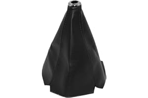 BaiyoouAuto Universal Car Shift Knob Boot Dust Cover, Shift Boot Cover, Made of Pu Leather with Black Seams Red Seams and Blue Seams (Black/ABS)