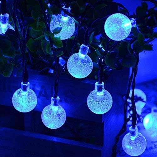 Joomer Solar String Lights Outdoor 30 LED 20ft Crystal Globe Lights with 8 Lighting Modes, Waterproof Solar Powered Patio Lights for Outdoor Garden Yard Porch Wedding Party Home Decor (Blue)
