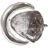 Natural Herkimer Diamond Ring, Raw Herkimer Diamond Ring, Crescent Moon Adjustable Ring, 925 Sterling Silver, Womens Ring, Christmas, Handmade, Statement Jewelry, Rough Gemstone Jewelry