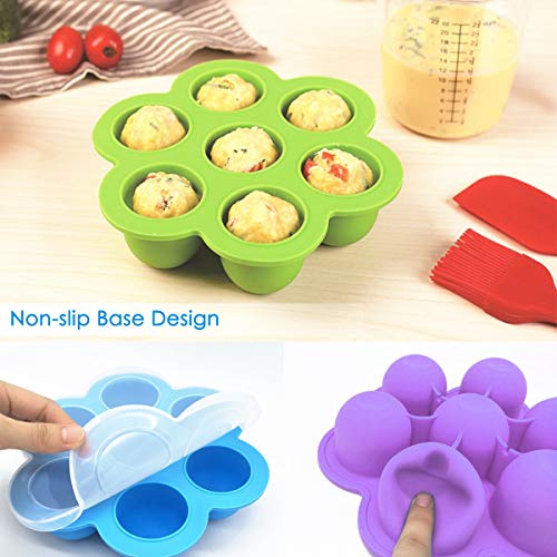 Silicone Egg Bites Molds Reusable Food Storage Container Baby Food Freezer with Lid Instant Pot Pressure Cooker Accessories (Blue) - Thumbnail 5