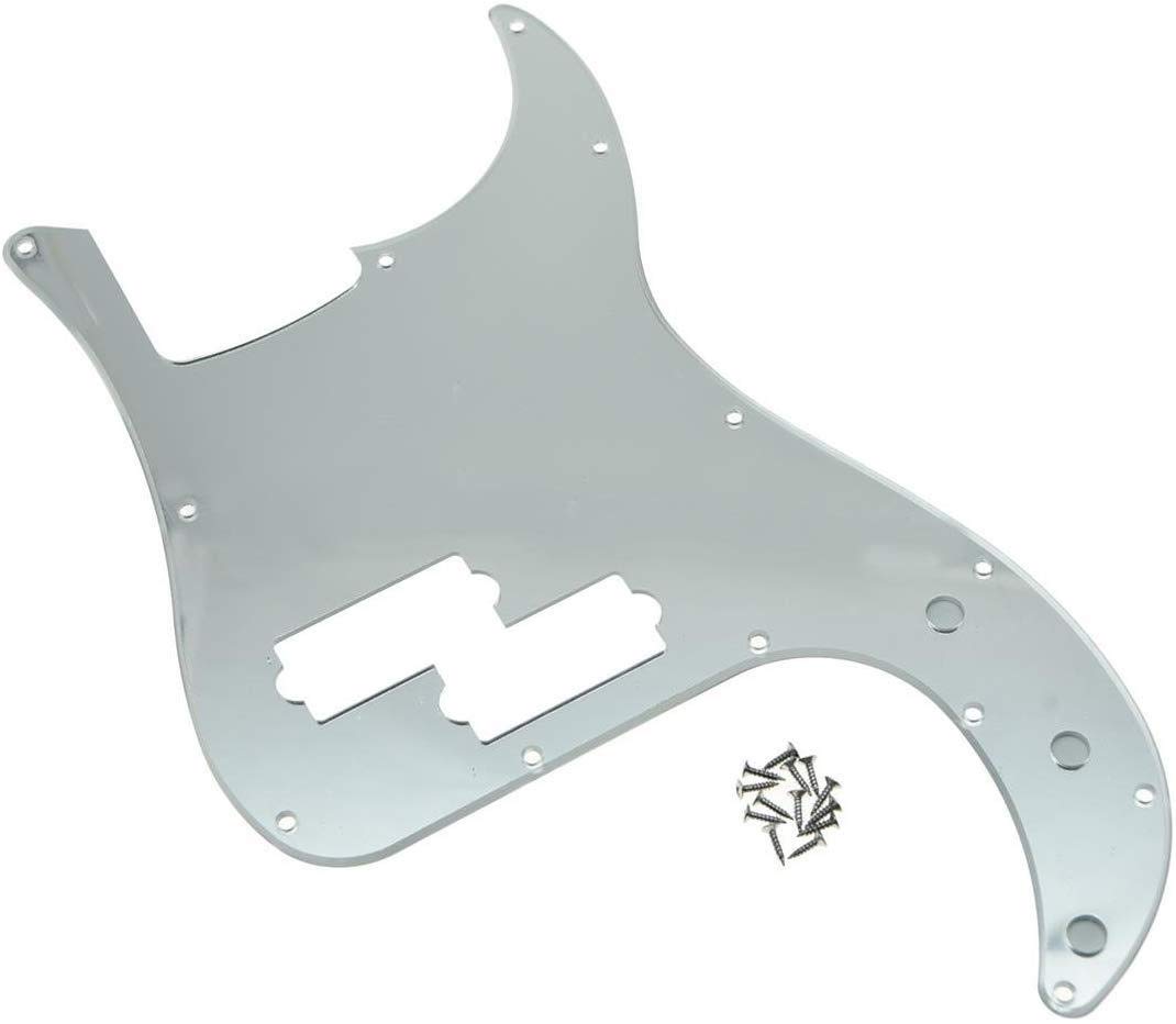 Dopro 13 Hole Precision Bass Pickguard PB P Bass Scratch Plate Fits USA/Mexican Fender Precision Bass Silver Mirror