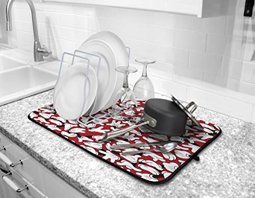 Disney Kitchen Dish Drying Mat - Ultra Absorbent Reversible Microfiber Drying Mat - Soft Surface for Air Drying Dinnerware, Delicate Crystal and Stemware, Pots, Pans, 16 x 18 inches, Mickey Gloves