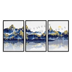 Framed Abstract Landscape Home Artwork for Living Room...