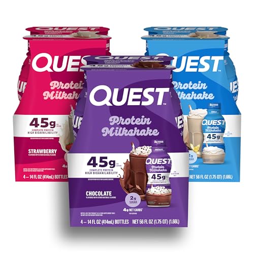 Quest Nutrition Protein Shake, Vanilla, Strawberry, & Chocolate, 45g Protein, 2…