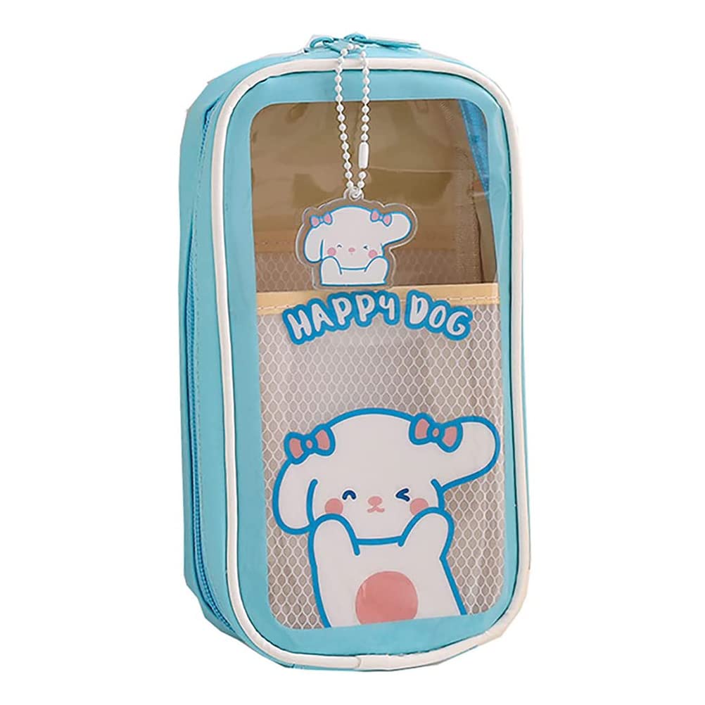 Kawaii Pencil Case, Portable Cute Bear Rabbit Pencil Case for Girls, Transparent Large Capacity Pencil Pouch Case,School Supplies for Teen Girls