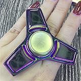 STRESS SPINNER Metal Rainbow Tri Fidget Finger Gyro Stress Reducer with Ultra Fast Bearings Perfect for ADD, ADHD, Anxiety, Boredom, and Autism Adults Children(Multicolor 2)