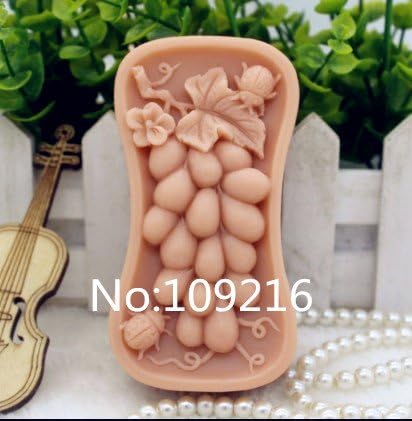 Creativemoldstore 1pcs Grape with Beetle (zx181) Food Grade Silicone Handmade Soap Mold Crafts DIY Mould