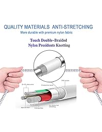 Paquete de 5 (3 6 10 pies) cable de carga y sincronización USB trenzado de nailon extra largo compatible con -1