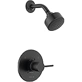 Delta Modern 14 Series Shower Faucet Set, Matte Black Shower Head and Handle Set, Valve Trim Kit, Matte Black T14259-BL-PP (Valve Not Included)