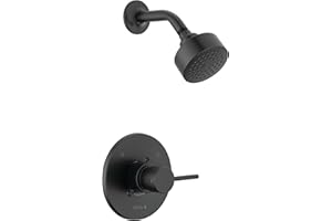 Delta Modern 14 Series Shower Faucet Set, Matte Black Shower Head and Handle Set, Valve Trim Kit, Matte Black T14259-BL-PP (Valve Not Included)