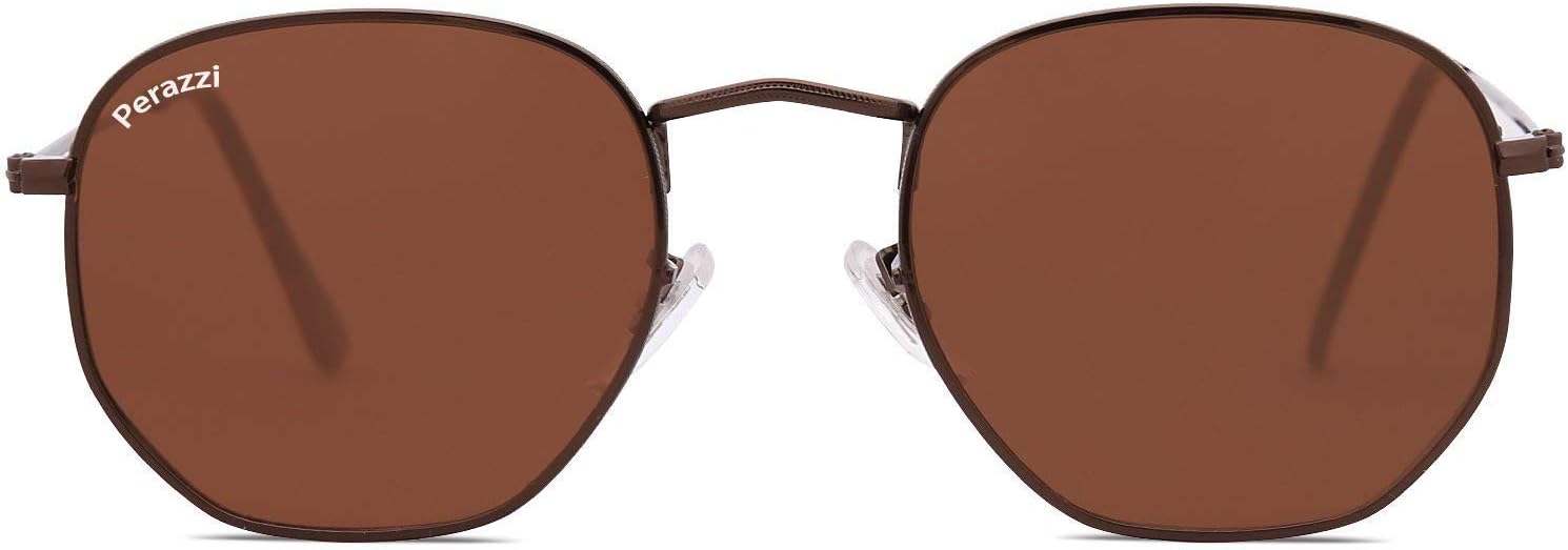 PERAZZI CLASSIC COPPER & BROWN (UV 400 PROTECTION) HEXAGONAL STYLISH SUNGLASSES FOR MEN & WOMEN