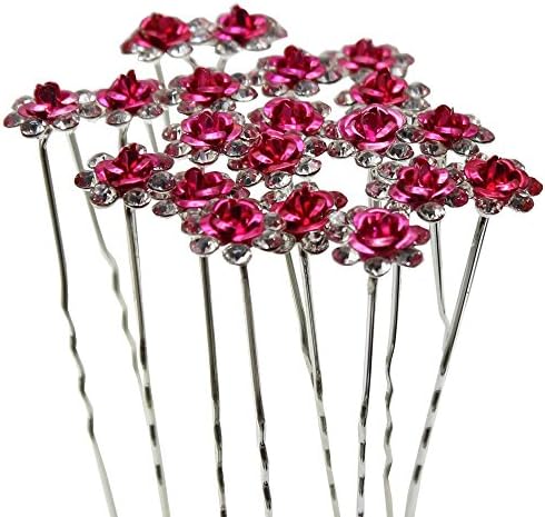 Nestarfactory Rose U-sharped Design Collection Metal Hiar Pins Pack of 20 with Exclusive Gift (Hot Pink)