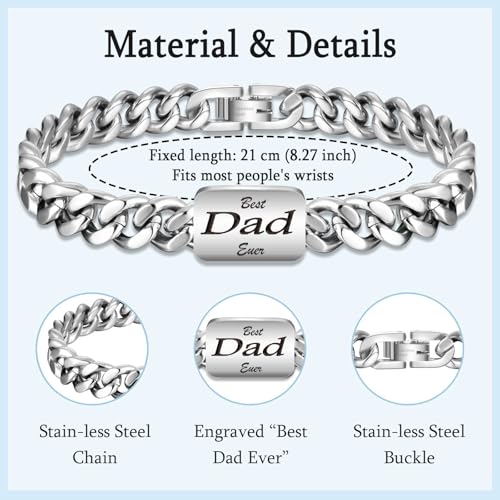 EYQV Dad Grandad Daddy Son Brother Husband Boyfriend Grandson Uncle Gifts, Engraved Bracelet Gifts for Men Boys, Best Gift for Birthday Christmas Fathers Day Valentines Day Stocking Fillers for Men