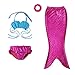 Mermaid Tails for Swimming for Girls Swimsuit Swimwear Shiny 4pcs Green Hot Pink