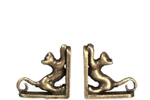MELODY JANE DOLLS HOUSES Dollhouse Cat Bookends Antique Bronze Miniature Bookcase Study Accessory