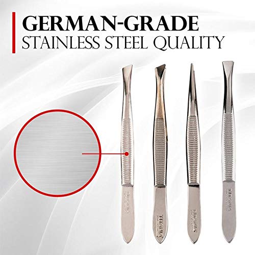 Titania Germany Tweezers Slanted - Professional Incline Tip - Precision & Accuracy Hair Plucker for Daily Routine Beauty Routine - Made In Germany