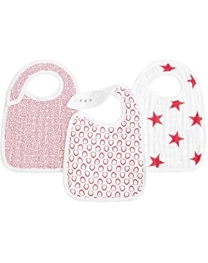 Classic Snap Bib 3 Pack, (aden + Anais)red