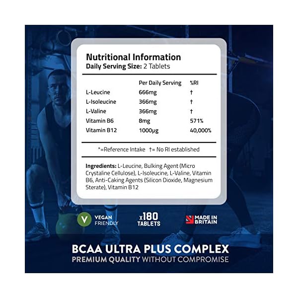 Bcaa Tablets - Ultra Strength 1407mg - 180 Tablets Massive 3 Months Supply - Elite 2:1:1 Branched Chain Amino Acids…