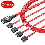 LiNKFOR 2 Pcs 1.6ft Mini SAS to 4 SATA Cable SAS Breakout Cable Mini SAS Male SFF-8087 to 4 SATA Female Cable Multi-Lane Mini SAS Host Internal Cable to Target HDD Hard Drive Splitter Cable