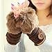 Beautyvan， Fashion Women Warm Winter Faux Rabbit Fur Mittens Wrist Fingerless Gloves (Coffee)