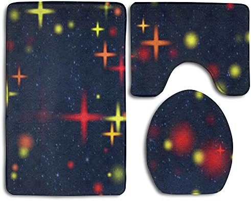 Light Bubbles Non-Slip 3 Piece Bathroom Mat Set Bathroom Carpet Rug Bath Mat