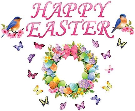 Collections Etc Garage Door Magnet Set Decoration - Happy Easter Spring Floral Wreath