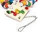 Parrot Chewing Toys Pure Natural Handmade Wooden Colorful Bite Hanging Toy African Greys Bird 15.8 x 5.2inch KinTor