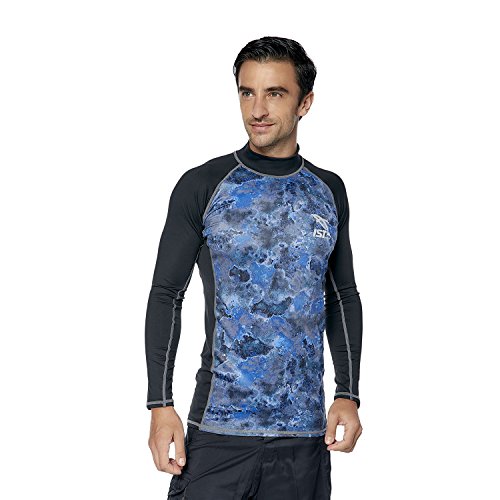 IST Unisex Long Sleeve Rash Guard (Small, White / Blue)